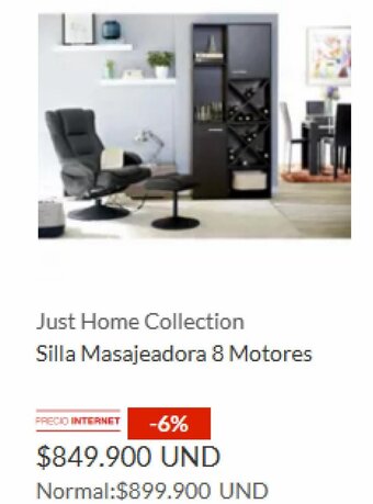 Homecenter Just Home Collection Silla Masajeadora 8 Motores oferta
