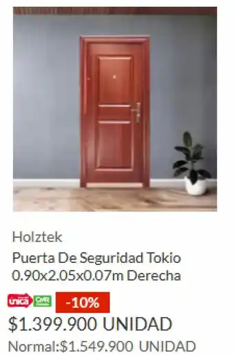 Homecenter Holztek Puerta De Seguridad Tokio 0.90x2.05x0.07m Derecha oferta
