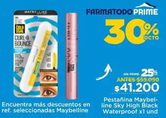FarmaTodo Pestañina Maybel-line Sky High Black Waterproof x1 und oferta