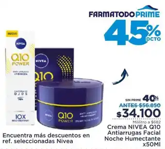 FarmaTodo Crema NIVEA Q10 Antiarrugas Facial Noche Humectante x50ml oferta