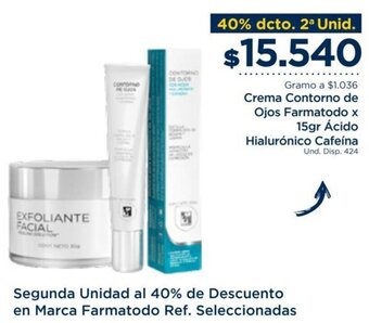 FarmaTodo Crema Contorno de Ojos Farmatodo x 15gr Ácido Hialurónico Cafeína oferta