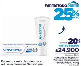 FarmaTodo Sensodyne Repara & Protege Blanqueador -Sensibilidad, 100 g oferta