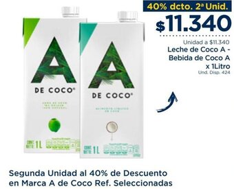 FarmaTodo Leche de Coco A - Bebida de Coco A x 1Litro oferta