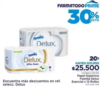 FarmaTodo Papel higienico Familia Delux Esencial x 12 Rollos oferta