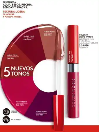 Ésika COLORFIX LIQUID TATTOO Labial liquido mate 6 ml/.2 fl.oz. oferta