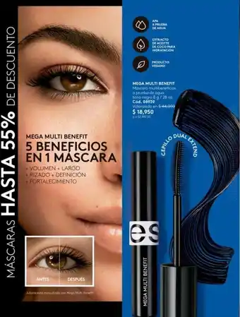 Ésika MEGA MULTI BENEFIT Máscara multibeneficios a prueba de agua tono negro 8 g/28 oz. Cód. 08939 oferta