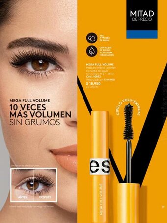 Ésika MEGA FULL VOLUME Máscara efecto volumen a prueba de agua tono negro 8 g/ .28 oz. Cód. 10852 oferta