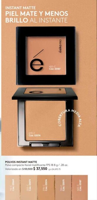 Ésika POLVOS INSTANT MATTE Polvo compacto facial matificante FPS 18 8 g/ .28 oz. oferta