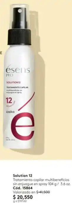 Solution 12 Tratamiento capilar multibeneficios sin enjuague en spray 104 g/ 3.6 oz. Cód. 15864