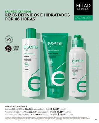 Ésika ésens PRO RIZOS DEFINIDOS Shampoo 300 ml/10.1 fl.oz. Cód. 16350 oferta