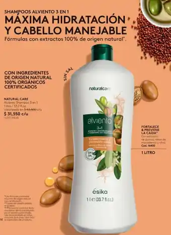 Ésika NATURAL CARE Alviento Shampoo 3 en 1 1 litro/33.7 fl.oz. oferta