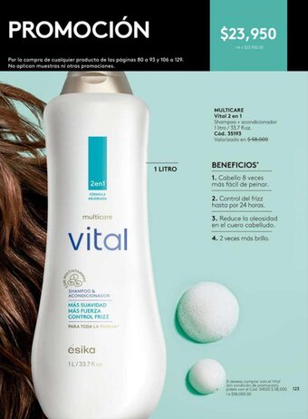 Ésika MULTICARE Vital 2 en 1 Shampoo + acondicionador 1 litro/33.7 fl.oz. oferta