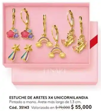 Ésika ESTUCHE DE ARETES X4 UNICORNILANDIA Pintado a mano. Arete más largo de 1.3 cm. Cód. 35143 oferta