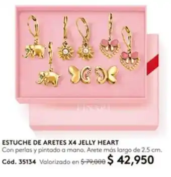 Ésika ESTUCHE DE ARETES X4 JELLY HEART Con perlas y pintado a mano. Arete más largo de 2.5 cm. oferta