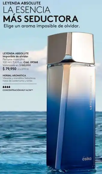 Ésika LEYENDA ABSOLUTE Imposible de olvidar Perfume masculino 100 ml / 3,4 fl.oz. Cód. 09368 oferta
