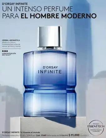 Ésika D'ORSAY INFINITE Tú innovas el mundo Perfume masculino 90 ml / 3,04 fl.oz. Cód. 17649 oferta