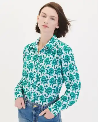 Julio Blusa cuello camisero estampado retro oferta