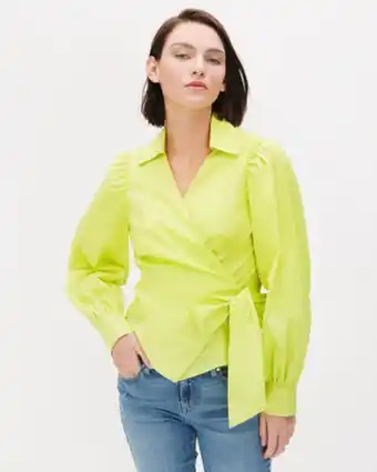 Julio Blusa neón envolvente manga larga oferta