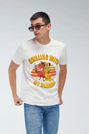 Koaj Camiseta crema claro con estampado del rey león y mangas cortas oferta