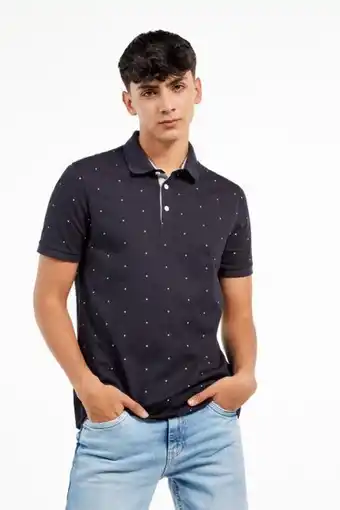 Camiseta polo tela jersey estampada con cuello tejido.