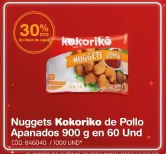 Makro Nuggets Kokoriko de Pollo Apanados 900 g en 60 Und oferta