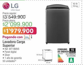 Jumbo Lg lavadora carga superior • ref. wt19mv6 oferta