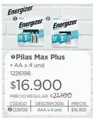 Easy Pilas max plus energizer aa x 4un oferta