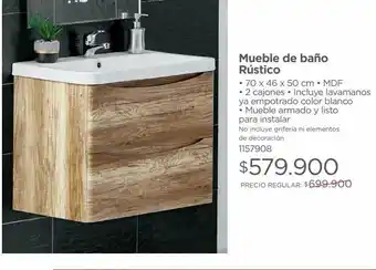 Easy Mueble de baño rústico • 70 x 46 x 50 cm oferta