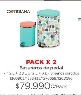 Easy Pack x 2 basureros de pedal oferta
