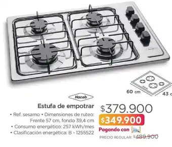Easy Haceb estufa de empotrar oferta