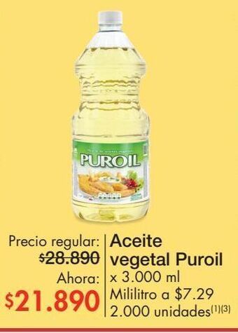 Metro Aceite vegetal puroil x 3.000 m oferta