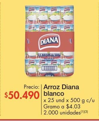 Metro Arroz diana blanco x 25 und x 500 g c/u oferta