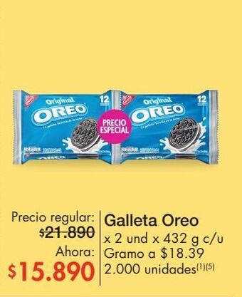 Metro Galleta oreo x 2 und x 432 g c/u oferta