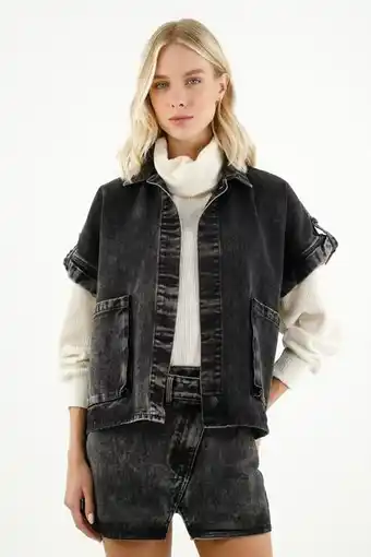 Tennis Chaleco en denim negro para mujer oferta