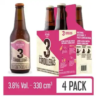 Carulla Cerveza rose fourpack 3cordilleras 1320 ml oferta