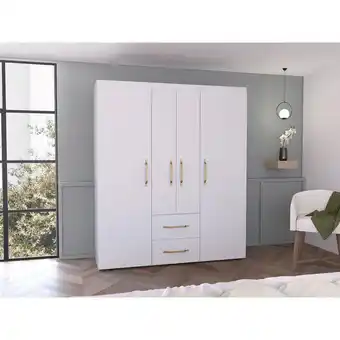 Éxito Closet bariloche bombay eco, blanco y oro rosa, variedad de entrepaños y seis puertas abatibles oferta