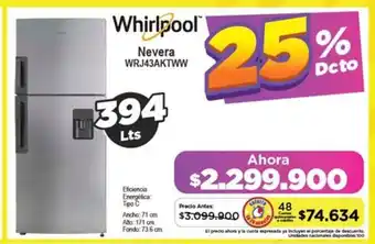 Alkomprar Whirlpool Nevera WRJ43AKTWW oferta