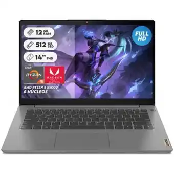 Linio Portátil lenovo r5 5500u 12gb ram 512gb disco solido fhd oferta