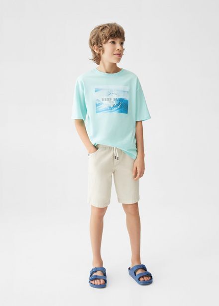 Mango Camiseta algodón estampado oferta