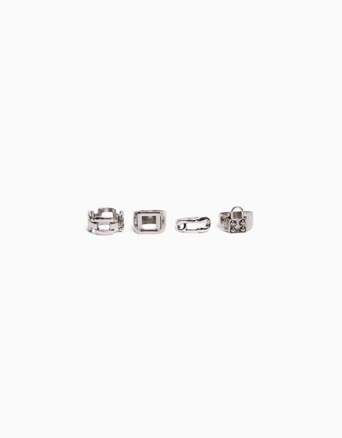 Bershka Set 4 anillos candado cadena oferta