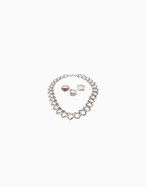 Bershka Set 3 anillos y collar oferta