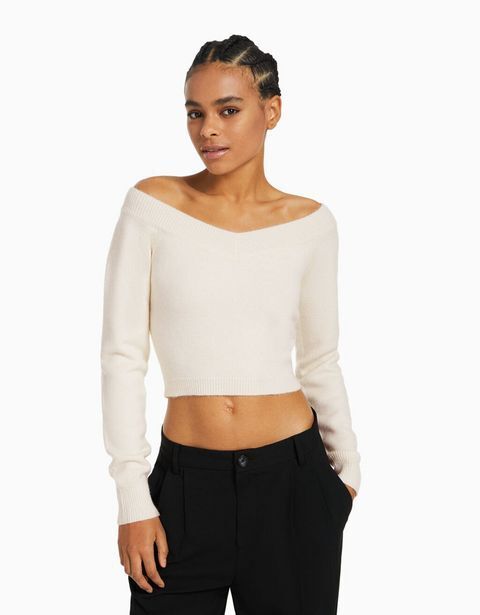 Bershka Jersey cuello pico cropped oferta