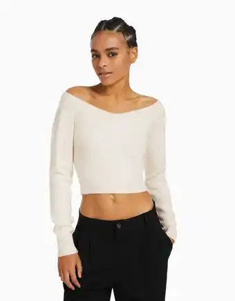 Bershka Jersey cuello pico cropped oferta