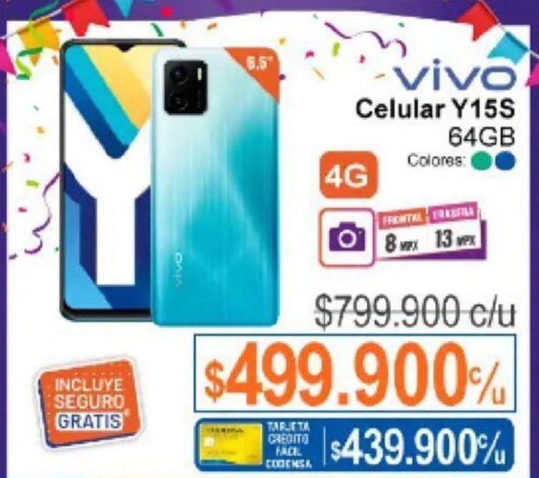 Alkosto vivo Celular Y15S 64GB oferta