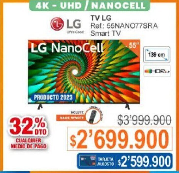 Alkosto LG Smart TV Ref: 55NANO77SRA oferta