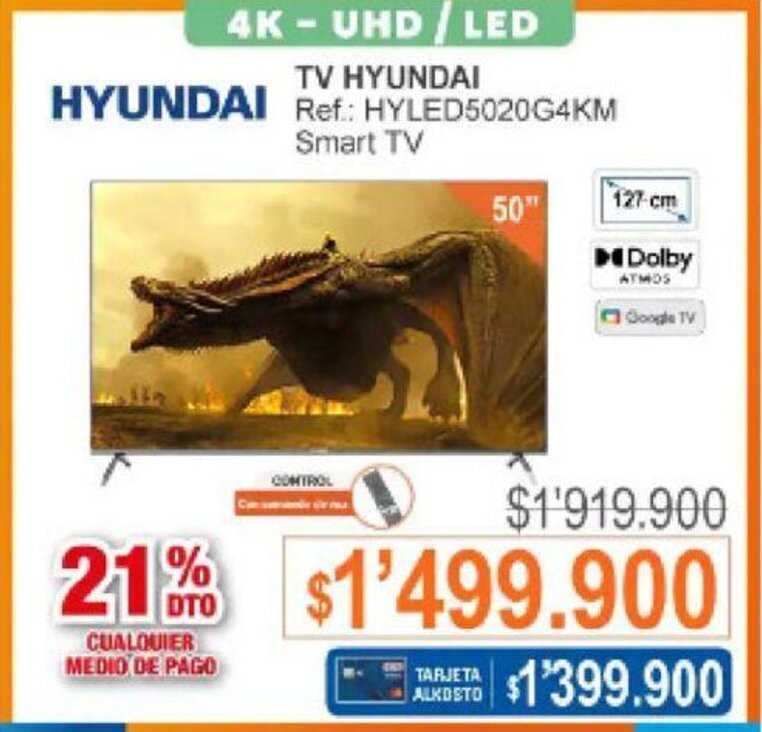 Alkosto HYUNDAI Smart TV Ref: HYLED5020G4KM oferta