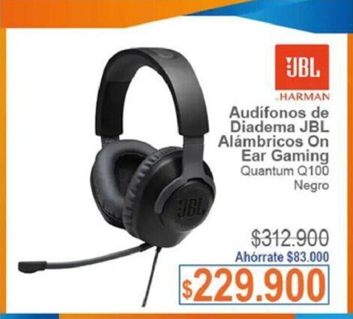 Alkosto HARMAN Audifonos de Diadema JBL Alámbricos On Ear Gaming Quantum Q100 Negro oferta