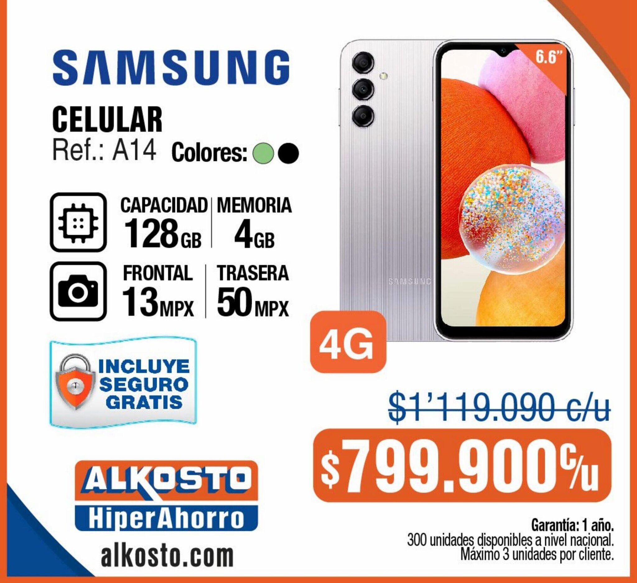 Alkosto SAMSUNG CELULAR Ref.: A14 oferta