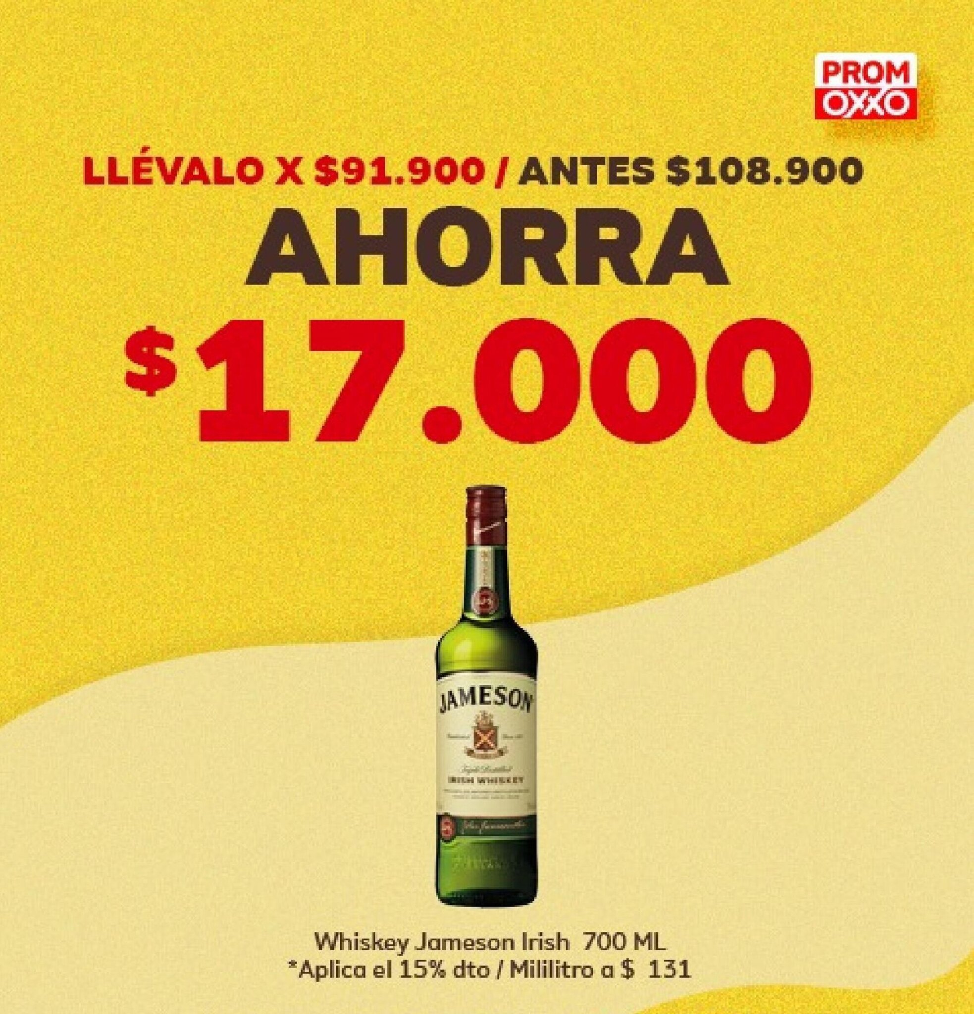 Oxxo Whiskey Jameson Irish 700ml oferta