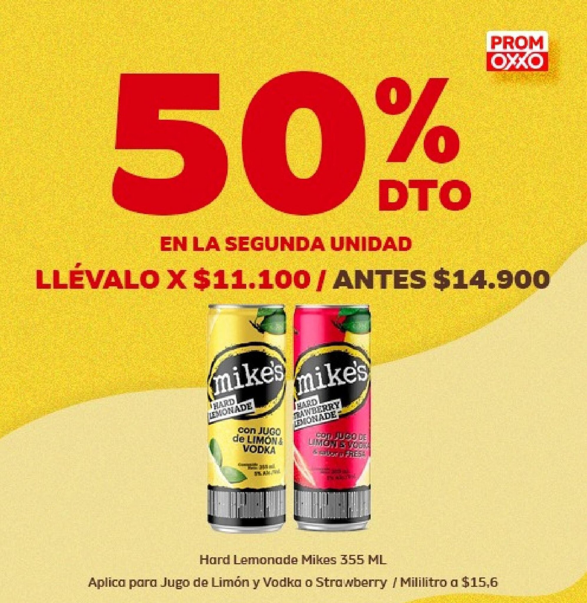 Oxxo Hard Lemonade Mikes 355ml (limón y vodka o strawberry) oferta